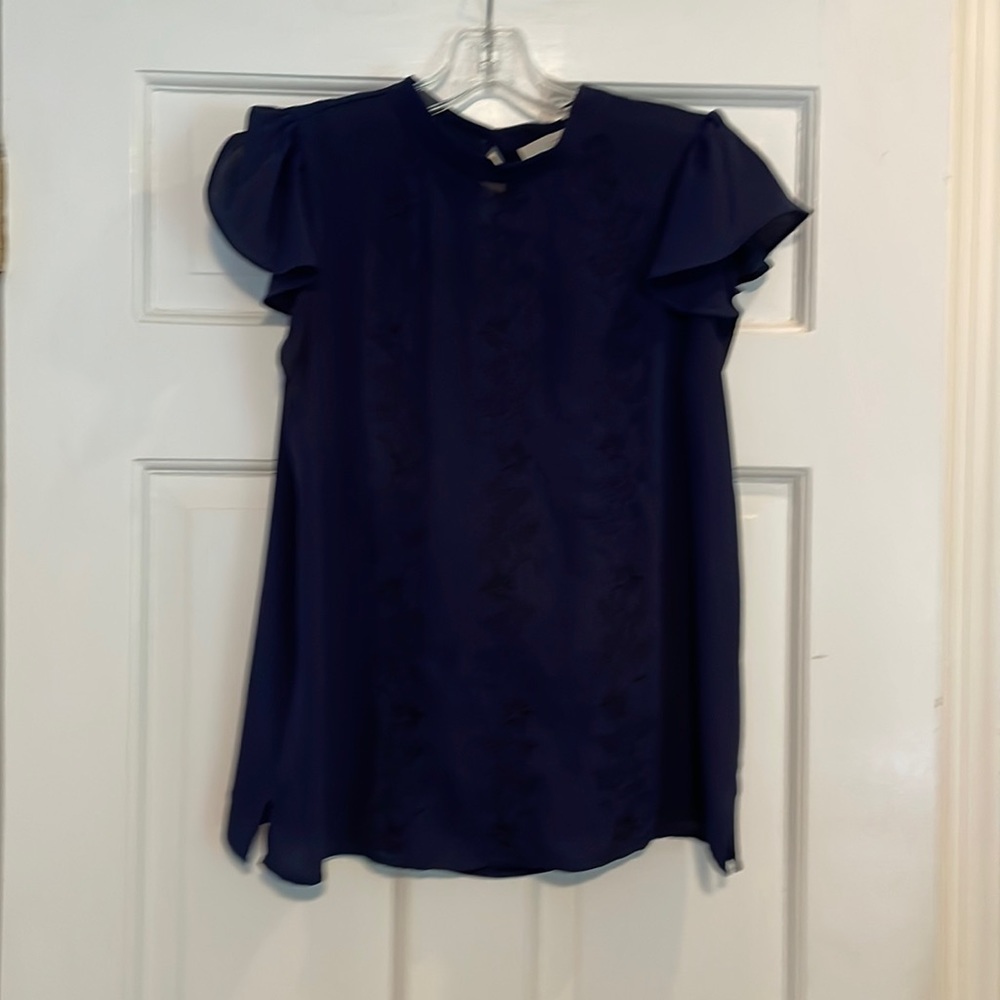Loft short sleeve navy blouse